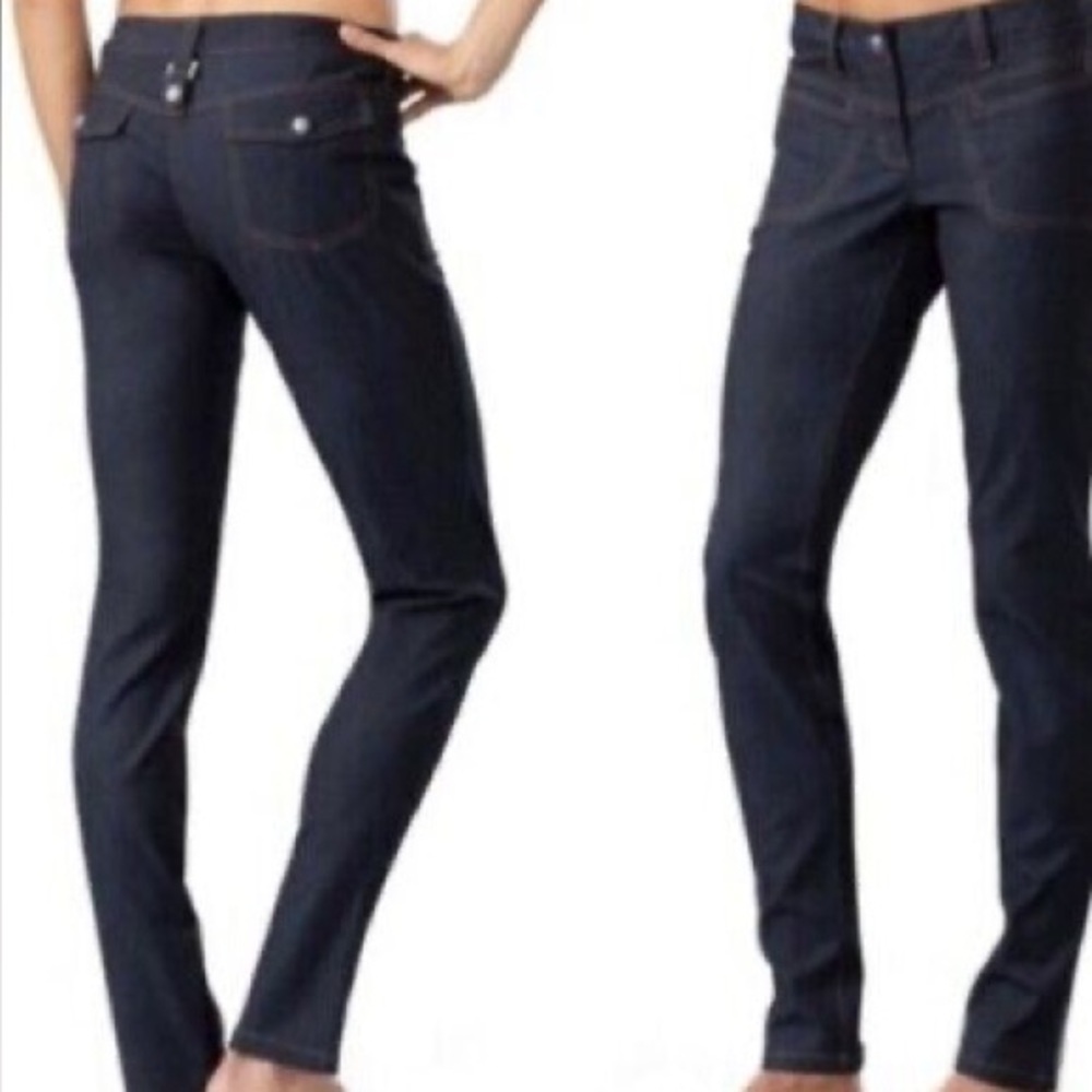 Athleta Women 2P Stretch Skinny Schoeller Dry Dipper Indigo Wash Yoga Jeans